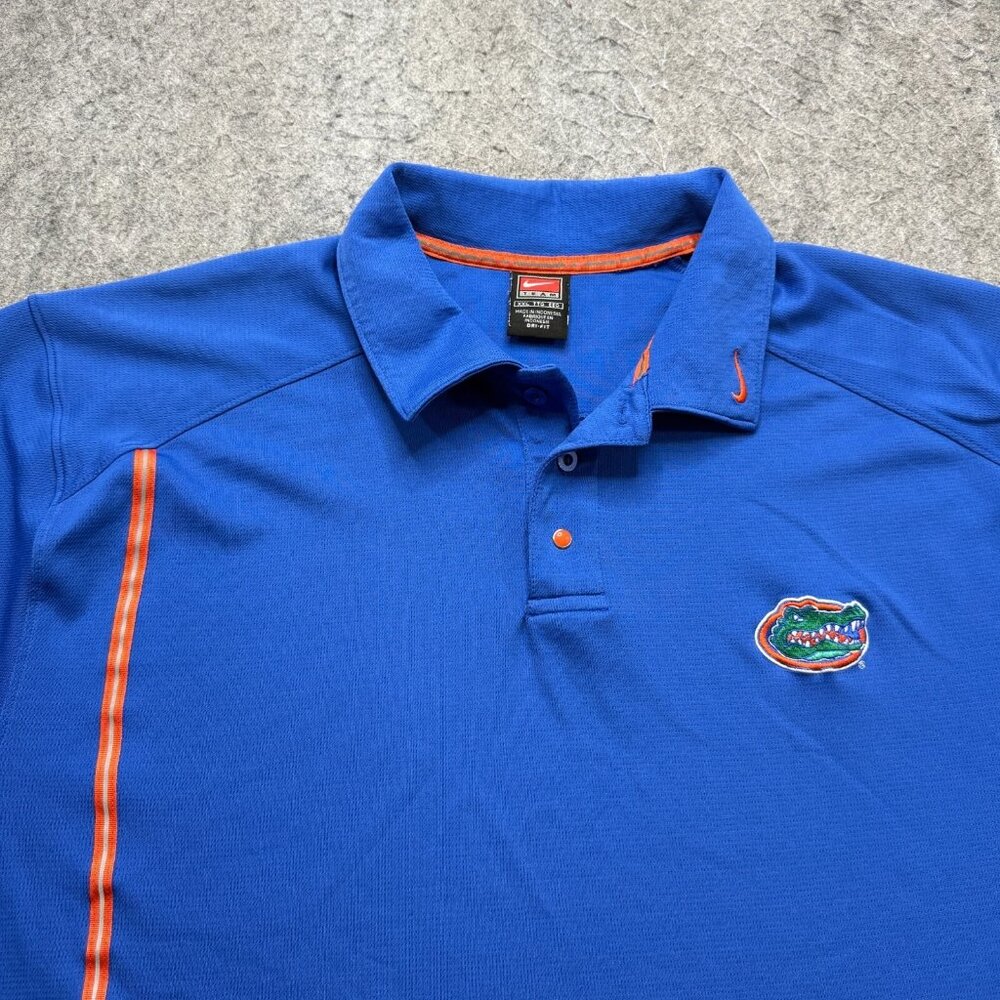 Florida Gators Nike Team Authentic Polo Shirt Men 2XL Blue DRI-FIT Performance